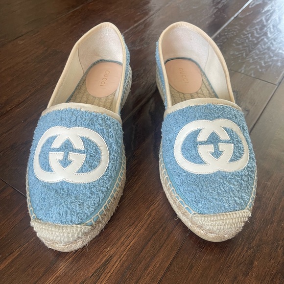 Like New Gucci Pilar Espadrille Flat Blue White Womens Designer Size 36.5 - Picture 4 of 13
